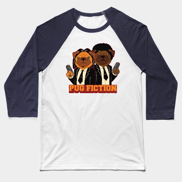 Pug Fiction Movie Parody Baseball T-Shirt by HiFi Tees